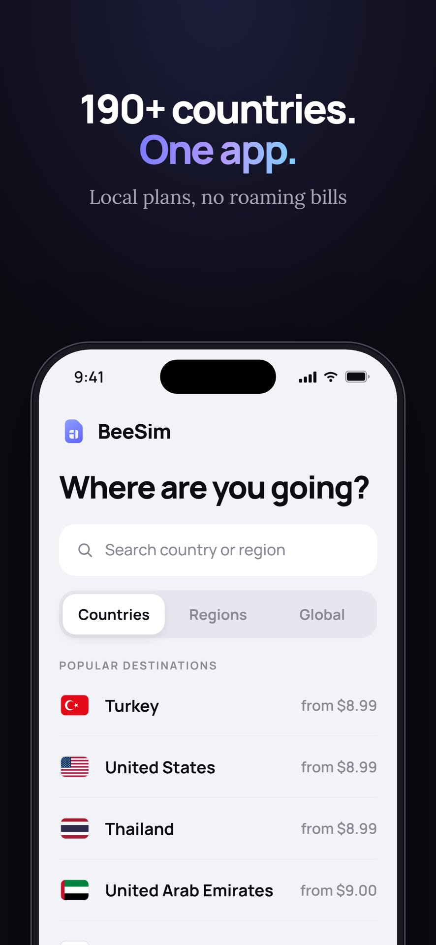 BeeSim - travel eSIM screenshot