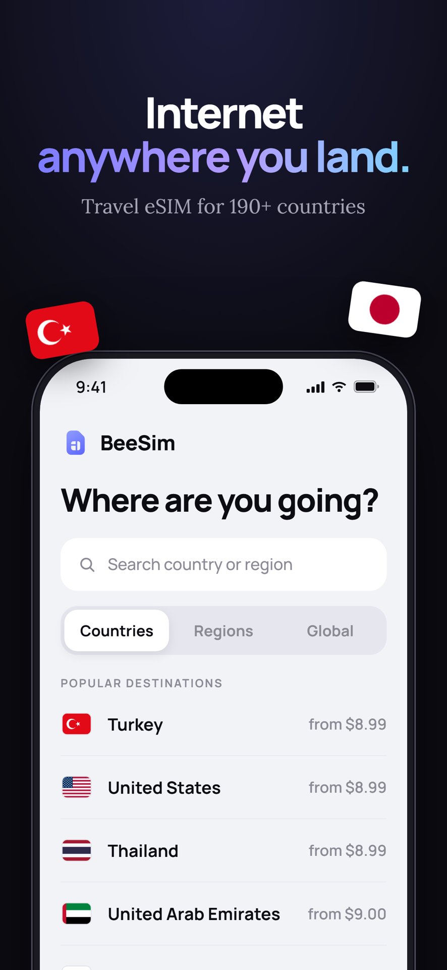BeeSim - travel eSIM screenshot