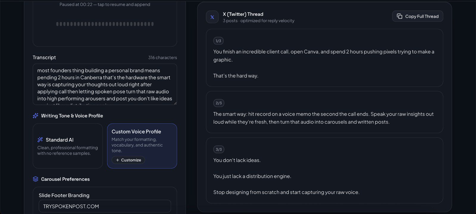 SpokenPost screenshot