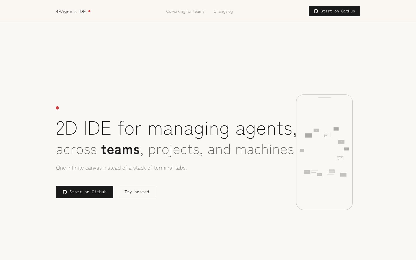 49agents IDE screenshot