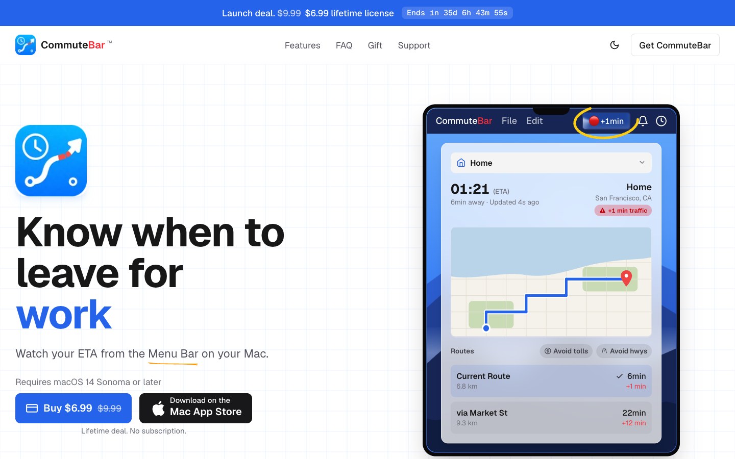 CommuteBar screenshot