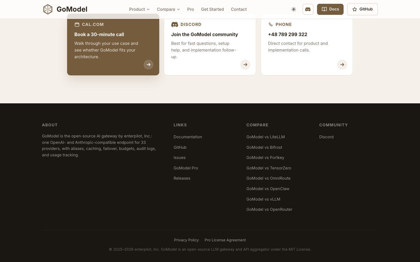 GoModel screenshot