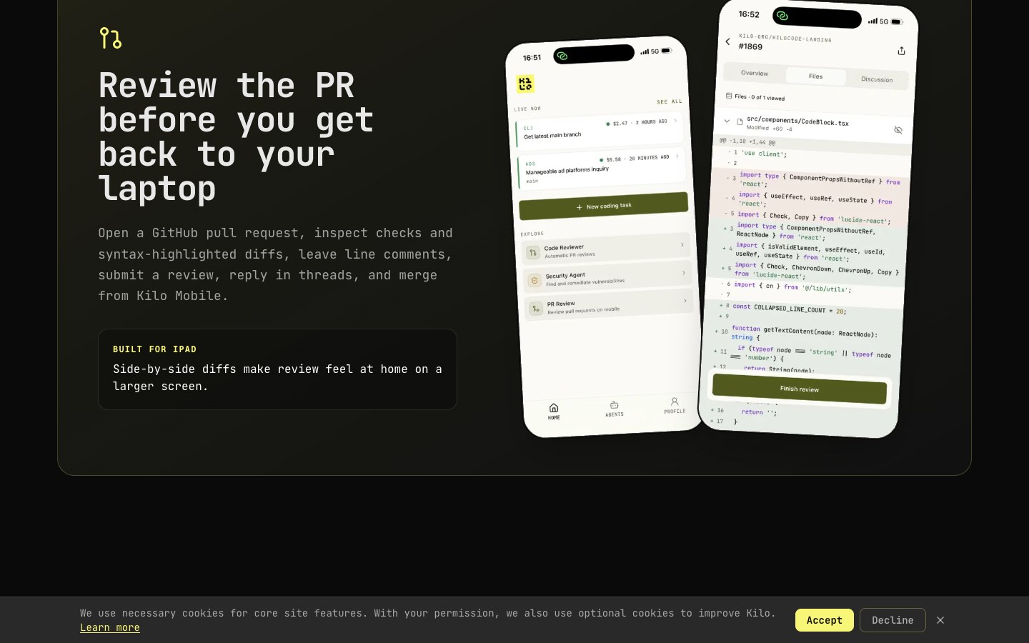 Kilo Code for iOS and Android screenshot