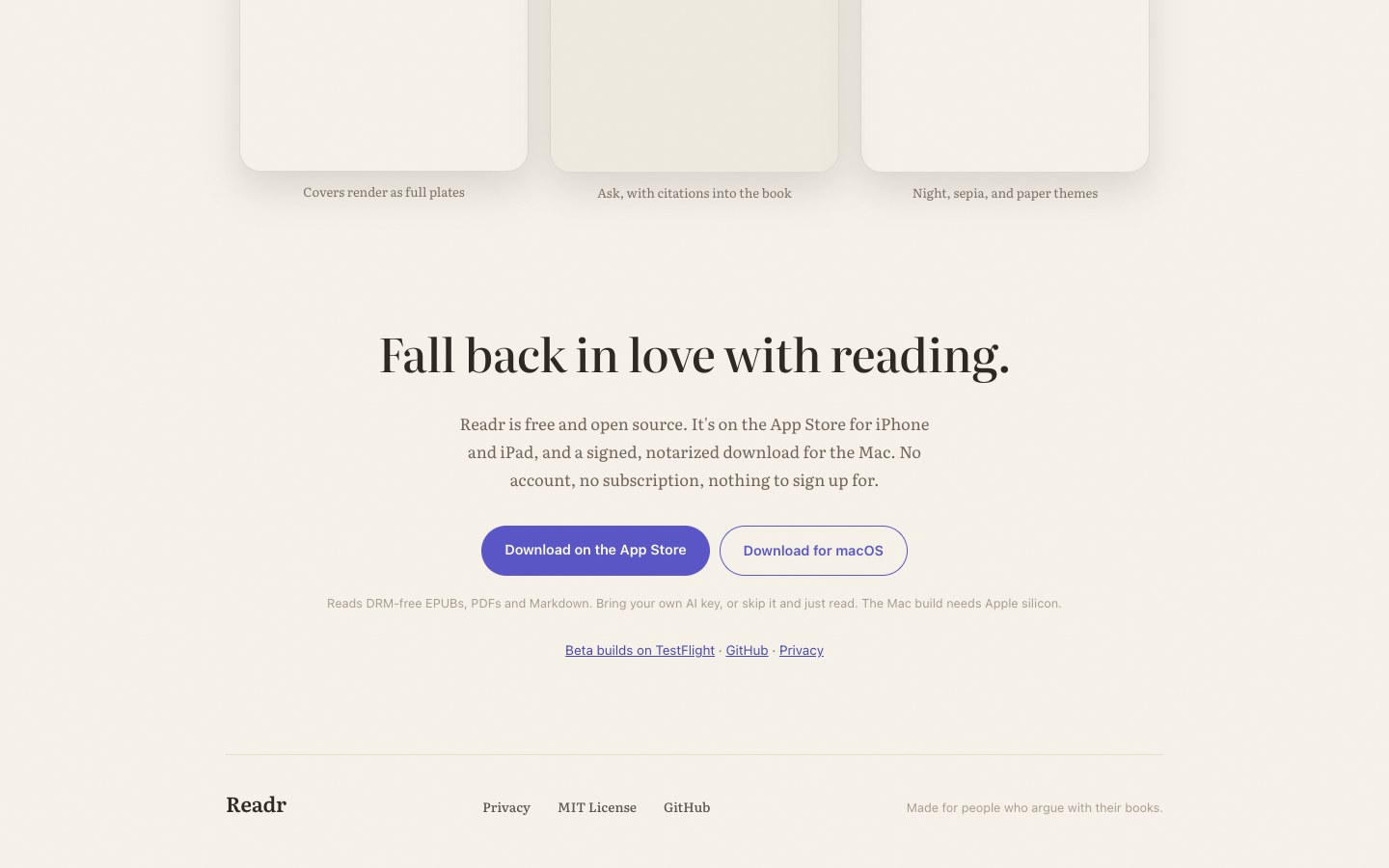 Readr screenshot