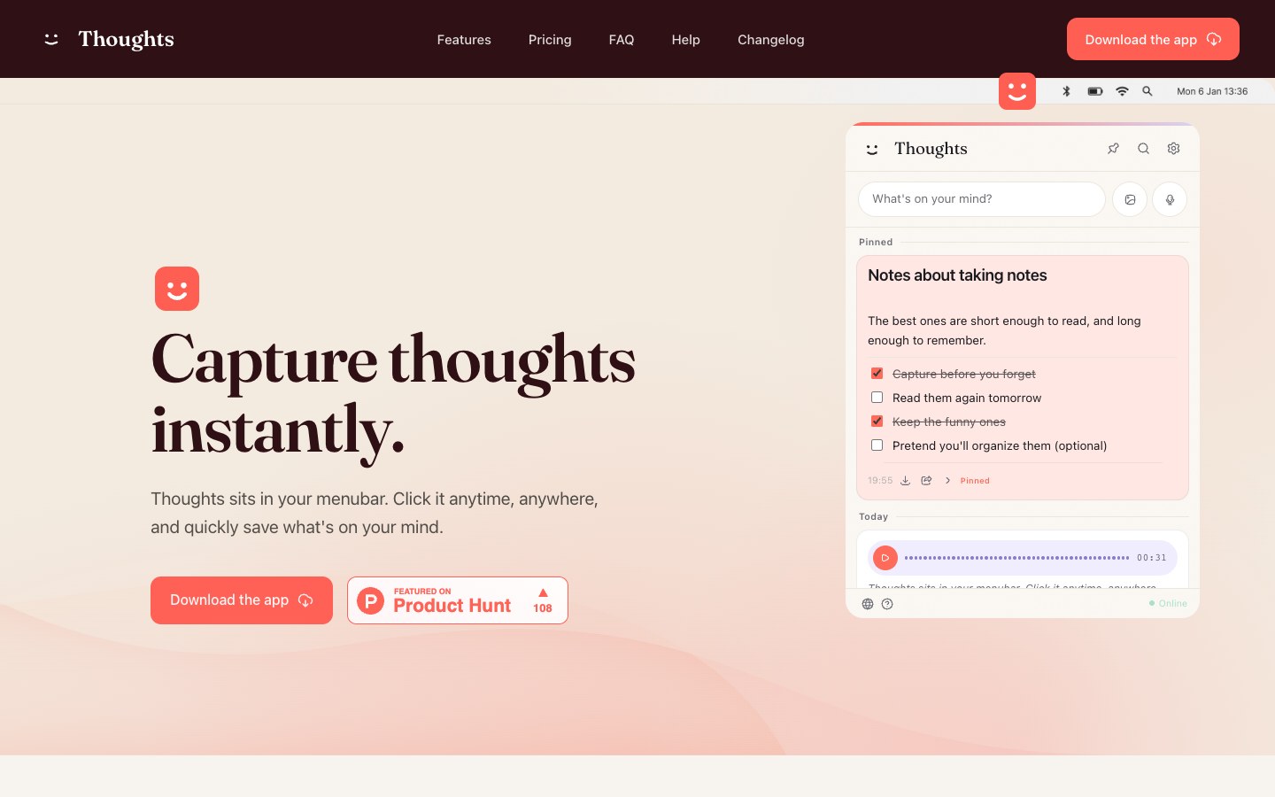 Thoughts for Mac screenshot